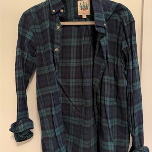 Kiel James Patrick Navy and Teal Plaid Flannel Shirt